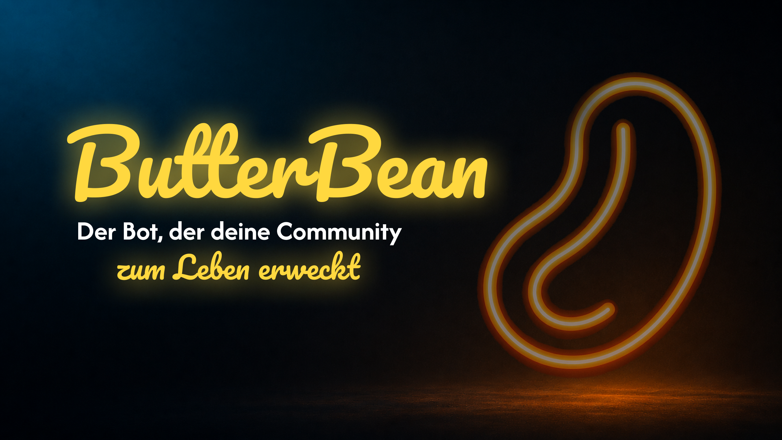 ButterBean Banner mit leuchtendem Logo und deutschem Claim